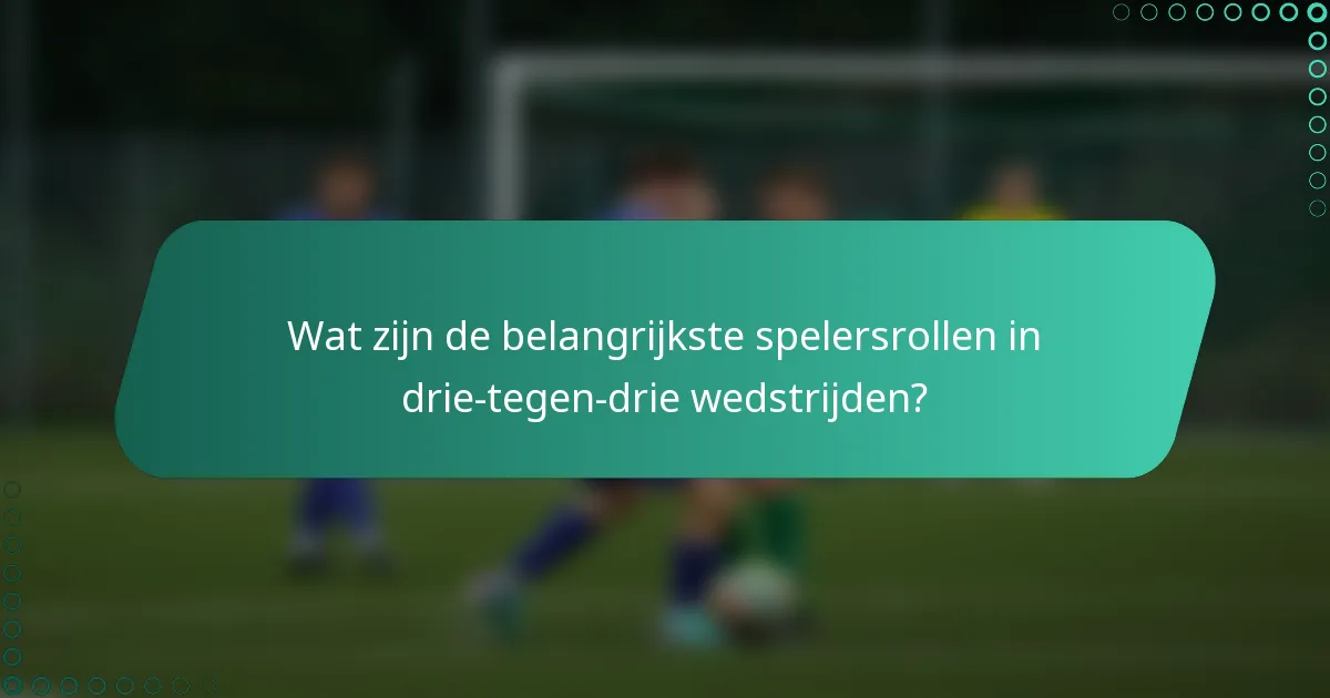 Wat zijn de belangrijkste spelersrollen in drie-tegen-drie wedstrijden?